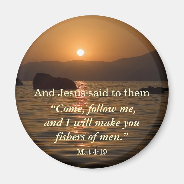 Matthew 4:19 sunset scripture magnet (Front)