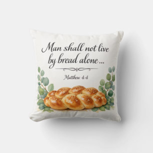 Matthew 4:4, Messianic Jewish Decor, Bible Verse Cushion
