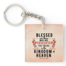 Matthew 5:10 Poppies Watercolor Acrylic Keychain