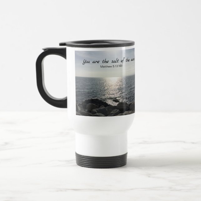 Matthew 5:13 You are the Salt of the Earth Ocean Travel Mug (Left)