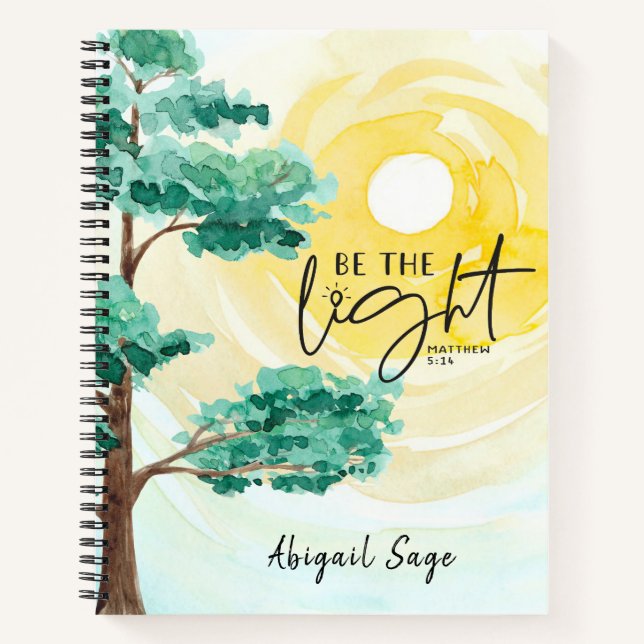 Matthew 5:14 Be the Light Bible Verse Christian Notebook (Front)