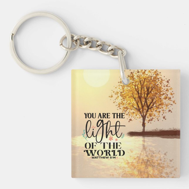 Matthew 5:14 You are the Light of the World Bible  Key Ring (Front)