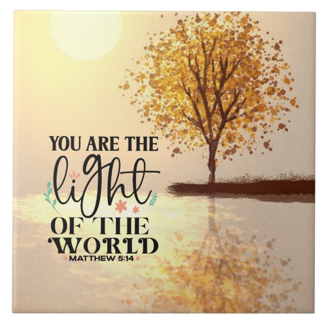 Matthew 5:14 You are the Light of the World Bible Tile (Front)