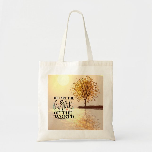 Matthew 5:14 You are the Light of the World Bible Tote Bag (Front)