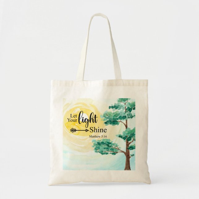 Matthew 5:16 Let your light shine Bible Christian Tote Bag (Front)