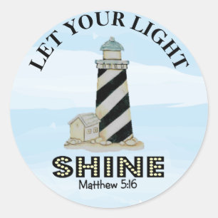 Matthew 5 16 Lighthouse Classic Round Sticker
