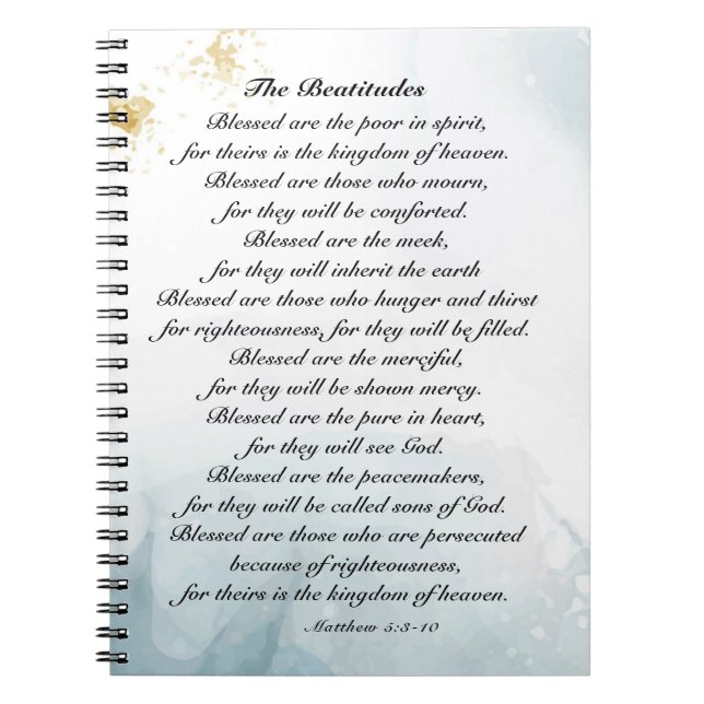 Matthew 5:3-10 Beatitudes Sermon on the Mount Notebook (Front)
