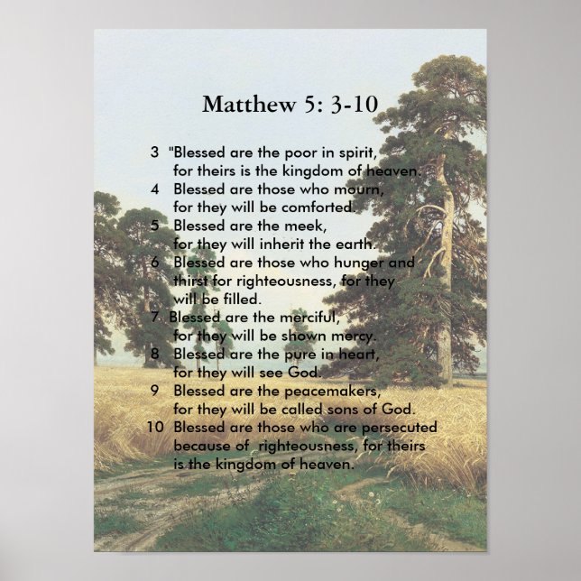 Matthew 5 3-10 Jesus sermon Poster (Front)