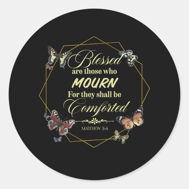 Matthew 5 4 Christian Bible Verse Quote Classic Round Sticker (Front)