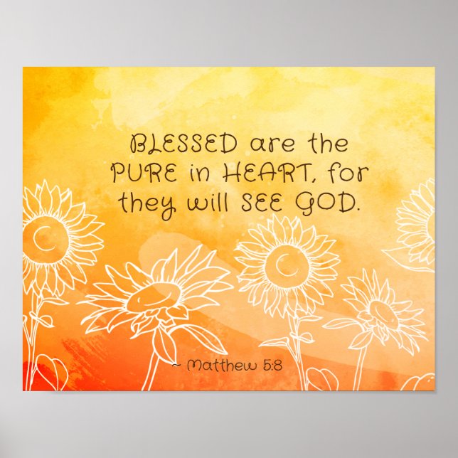 Matthew 5:8 Blessed are Pure in Heart Bible Verse Poster (Front)