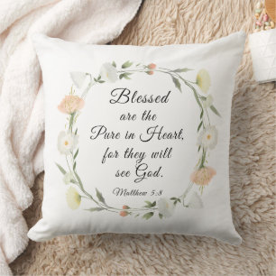 Matthew 5:8 Blessed are the Pure in Heart Bible Cushion