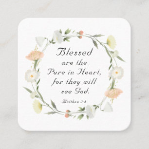Matthew 5:8 Blessed are the Pure in Heart Bible  Square Business Card