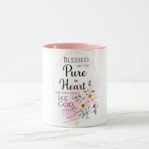 Matthew 5:8 Blessed are the Pure in Heart Flower Mug
