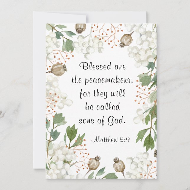 Matthew 5 9 Blessed are the Peacemakers Bible Flat Card (Front)