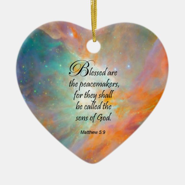 Matthew 5:9 ceramic tree decoration (Front)