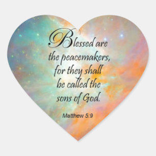 Matthew 5:9 heart sticker