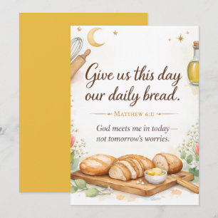 Matthew 6:11 Bible Verse, Watercolor Rustic Decor Card