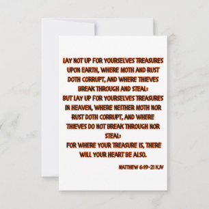 Matthew 6:19-21 KJV Bible Scripture Greeting Card