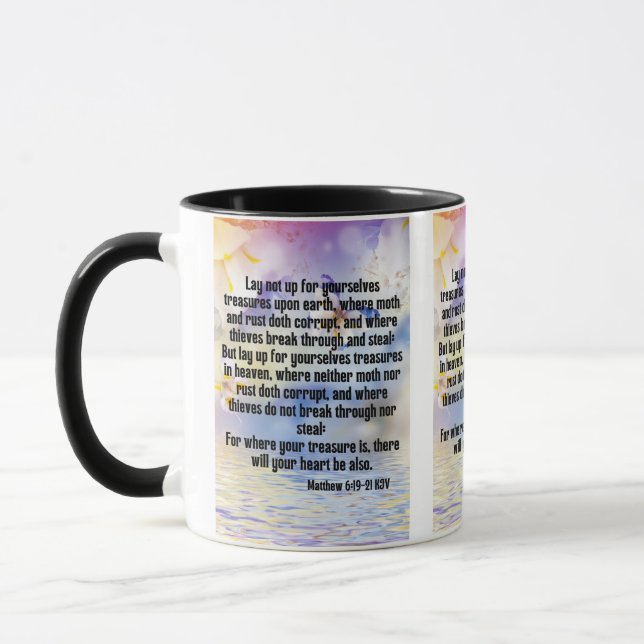 Matthew 6:19-21 KJV Bible Scripture Pic Two-Tone Mug (Left)