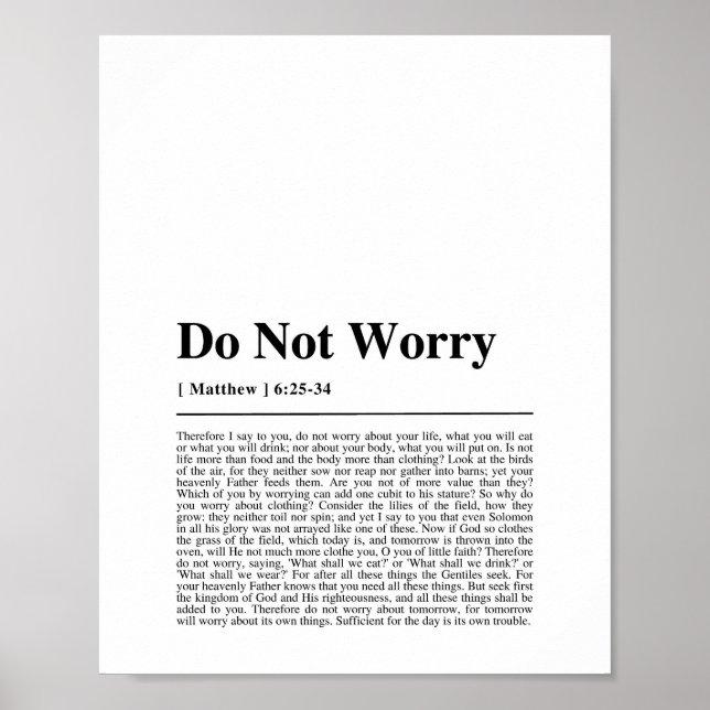 Matthew 6:25-34 Do not worry Poster (Front)
