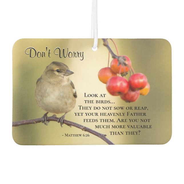 Matthew 6:26 Bible Verse, Don't Worry Car Air Freshener (Front)