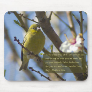 Matthew 6:26 Goldfinch Mousepad