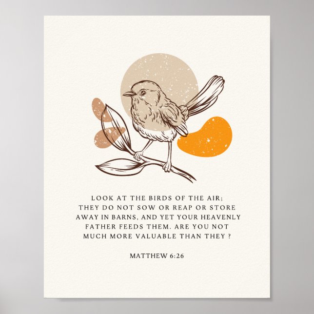  Matthew 6:26 Look at the birds of the air Poster (Front)