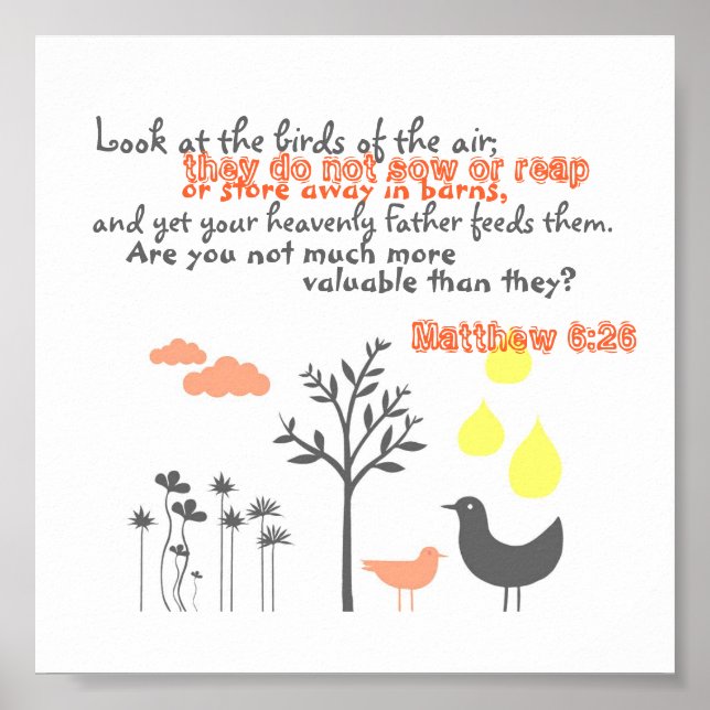 Matthew 6:26 - More Valuable Than Birds Poster (Front)