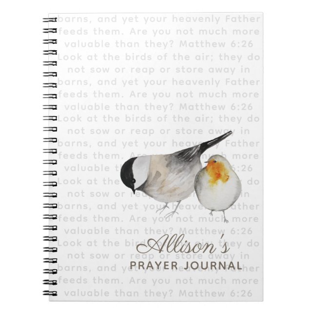 Matthew 6:26 Watercolor Birds Prayer Journal (Front)