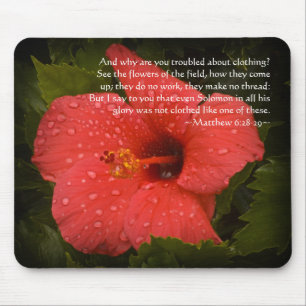 Matthew 6:28-29 Hibiscus Mouse Mat
