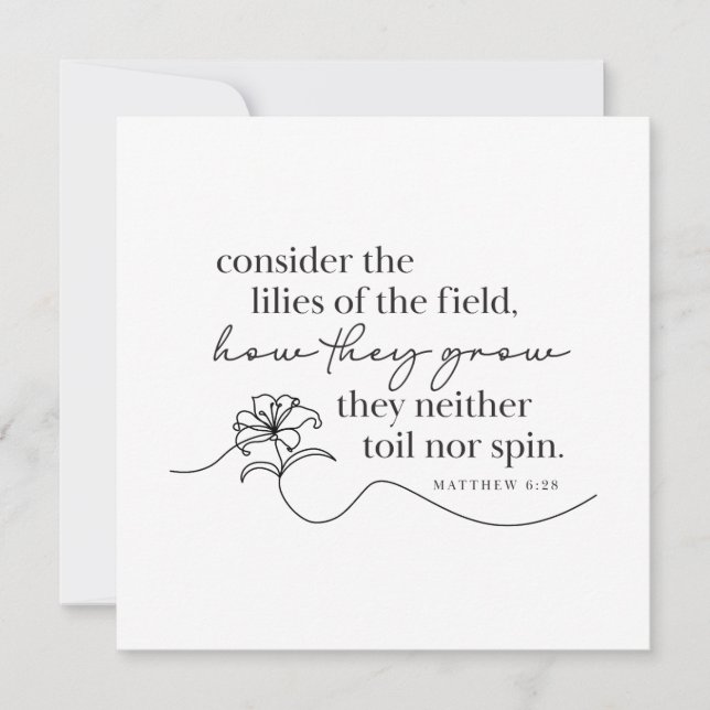 MATTHEW 6:28 - Personalised Note Card (Front)