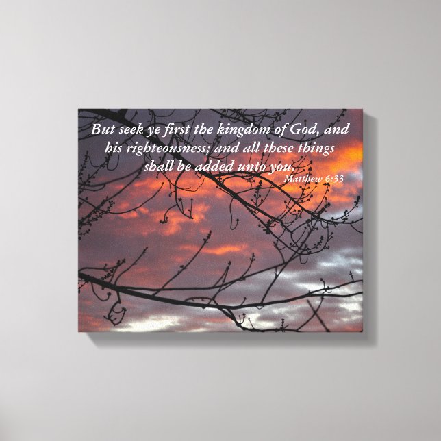 Matthew 6:33 Bible Verse Canvas Print (Front)