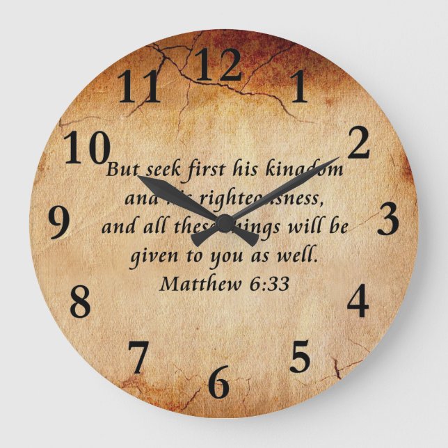 Matthew 6:33 Bible Verse Large Clock (Front)