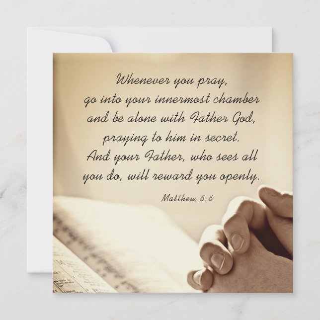 Matthew 6:6 When you Pray Christian Bible Card (Front)
