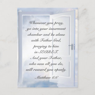 Matthew 6:6 When you Pray Christian Bible Verse  Postcard