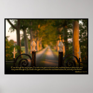 Matthew 7:13-14 Christian Bible Verse Poster