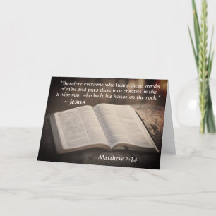 Matthew 7:24-25 Built his House on the Rock, Bible Card