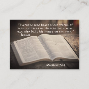 Matthew 7:24 Built his House on the Rock, Bible Business Card