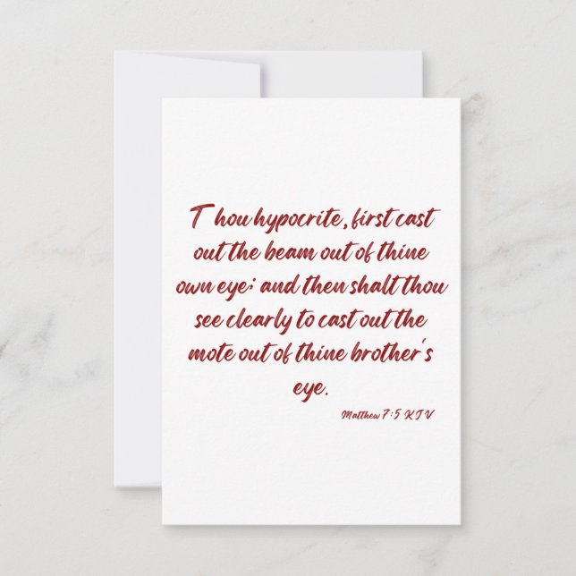 Matthew 7:5 KJV Bible Verse Flat Greeting Card (Front)