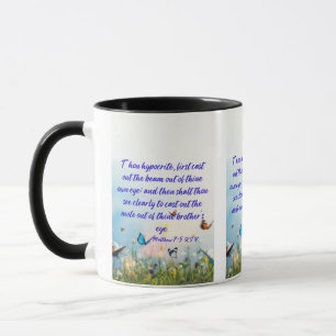 Matthew 7:5 KJV Bible Verse Pic Two-Tone Mug
