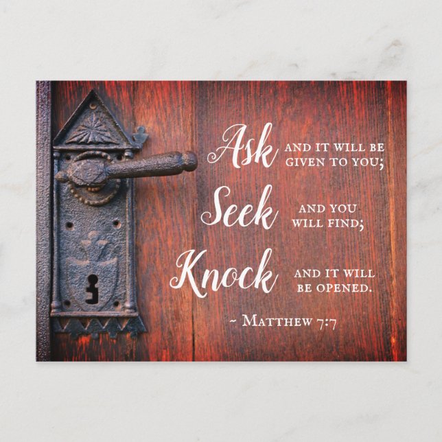 Matthew 7:7, Ask and it will be given Postcard (Front)