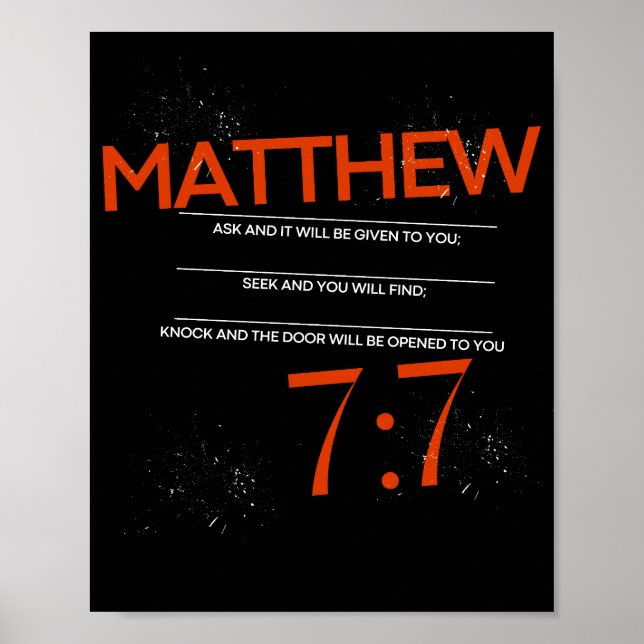 Matthew 7:7 Ask, Seek, Knock Scripture Art Poster (Front)