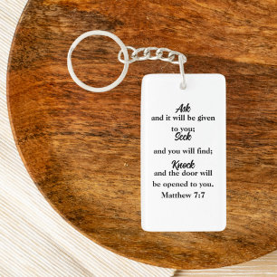 Matthew 7:7 Minimalist Bible Verse Key Ring