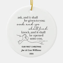 Matthew 7:7 Personalised Christmas Ornament