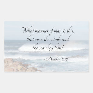 Matthew 8:27 Jesus calms the storm, Bible Verse Rectangular Sticker