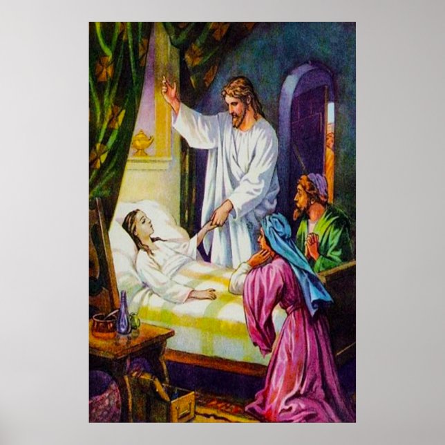 Matthew 9:18-26 Jesus Brings a Girl Back to Life Poster (Front)