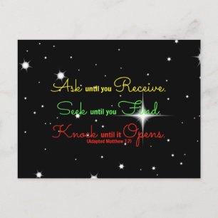 Matthew Bible verse Ask until you receive. Seek Postcard