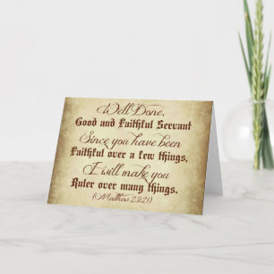 Matthew Bible Well done good and faithful servant Card