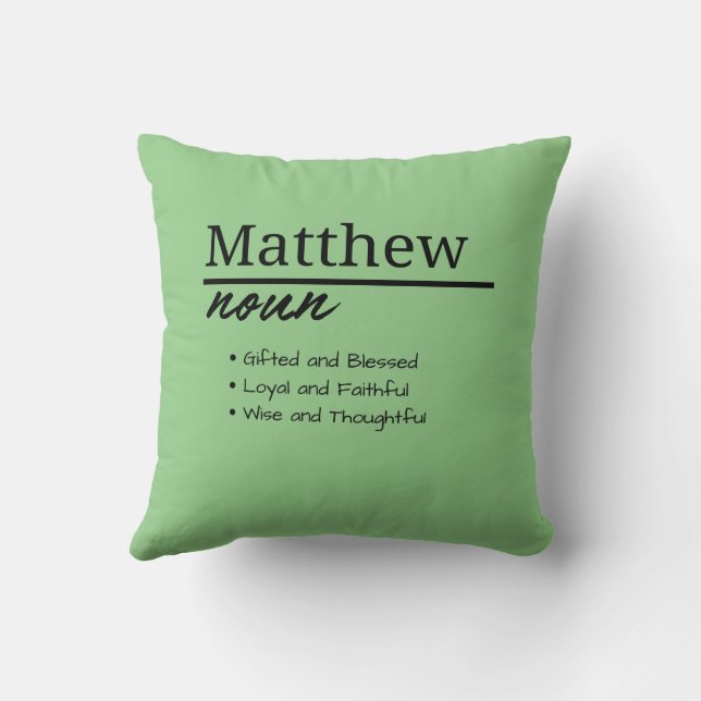 Matthew, Boy Personalised Name Definition Cushion (Back)