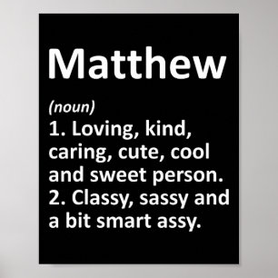 Matthew Definition Personalised Name Funny Birthda Poster